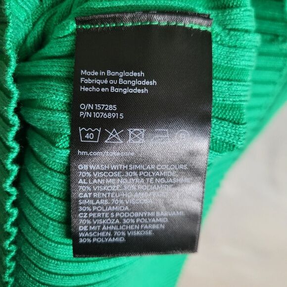 H&M Ribbed Kelly Green Midi Body Con Dress Size L NWT - Picture 9 of 9